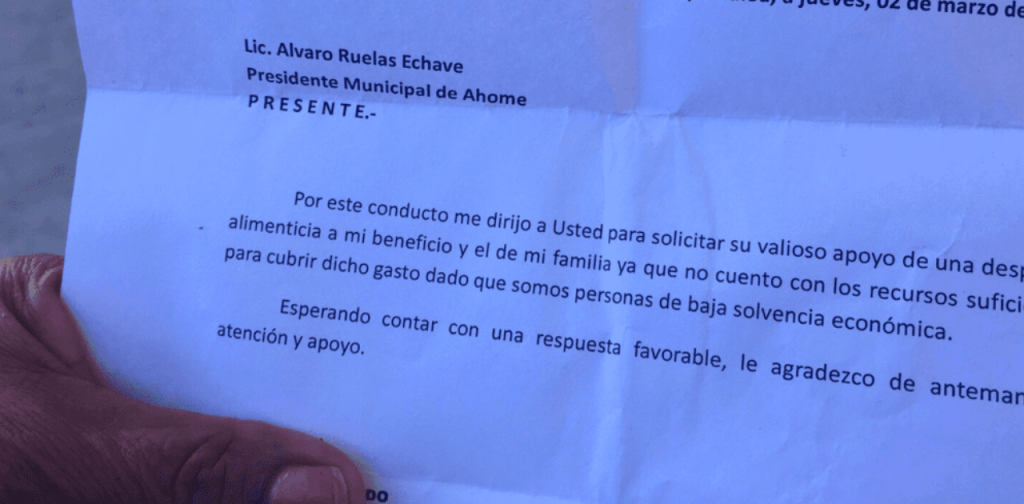 Solicitud para pedir apoyo al presidente municipal
