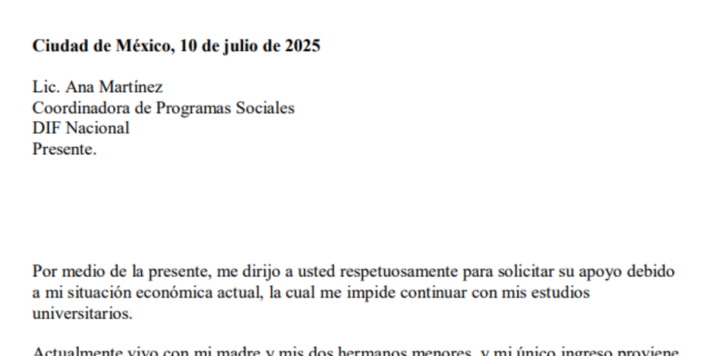 como hacer una solicitud de apoyo